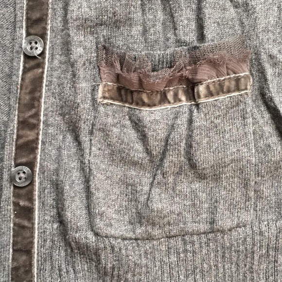 Gray ruffle pocket cardigan - Picture 2 of 3